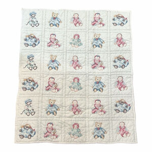 Handmade Raggedy Ann Rag Doll Mouse With Cookie Bears Quilt Baby Blanket 40 X 48